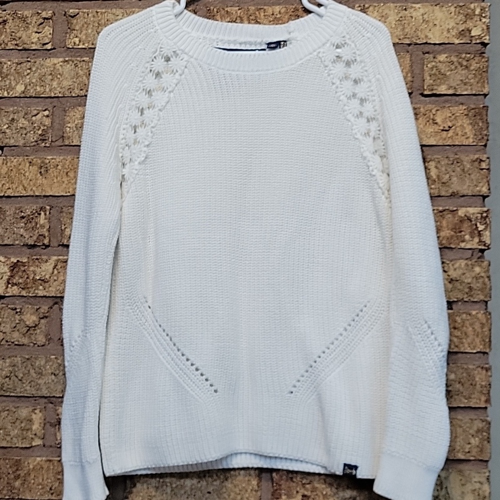 Superdry J’Adore Cream Knit Sweater Boho Classic Cottagecore Cozy Size 6